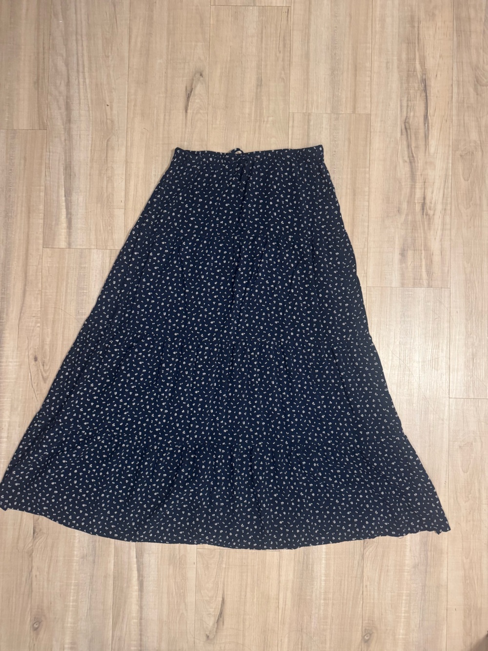 Brandy Melville Navy Maxi Skirt with White Micro Floral